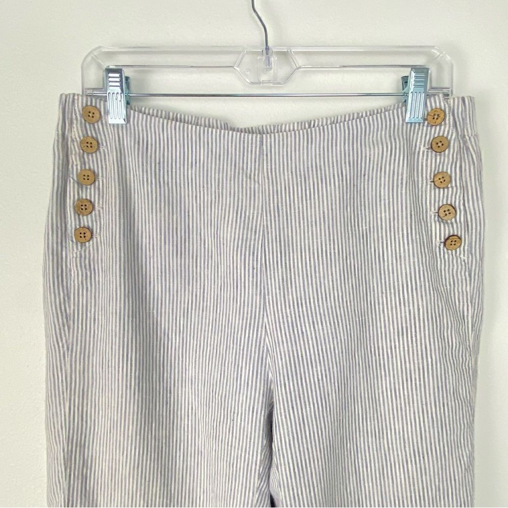 J Jill Love Linen Women’s Ankle Pants Blue & White Striped Lightweight Size S - Picture 11 of 14
